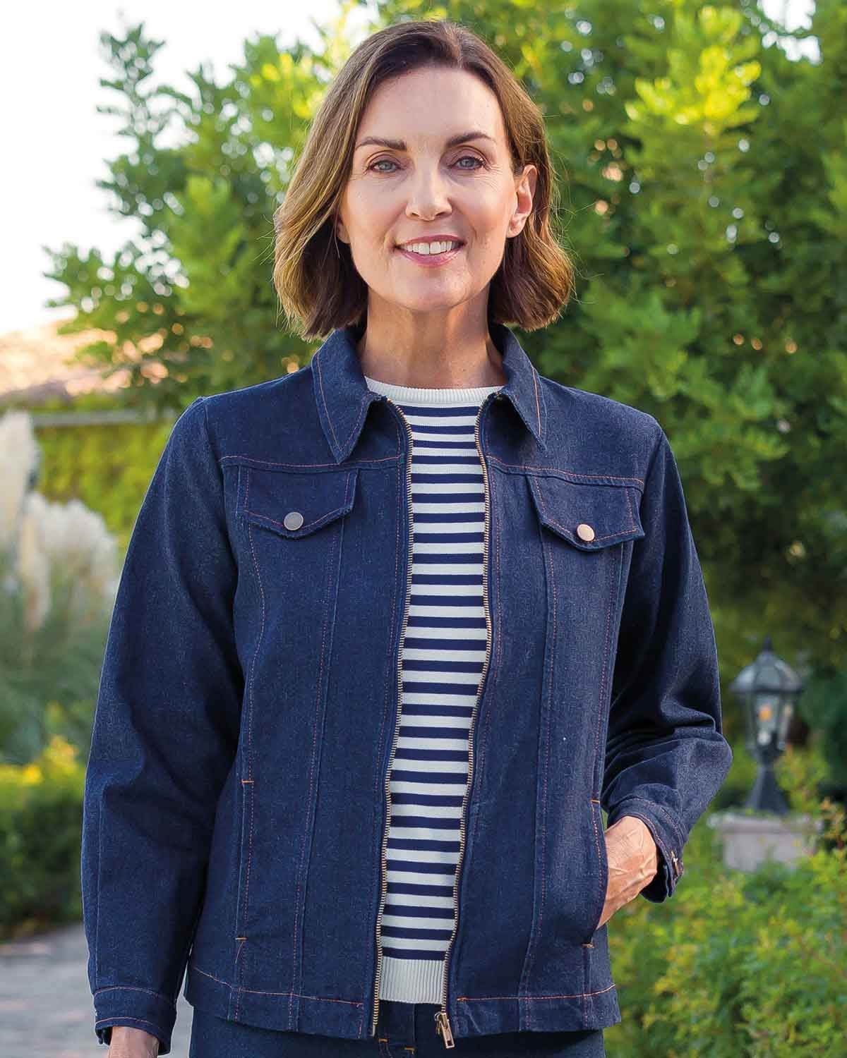 Denim zip up jacket best sale